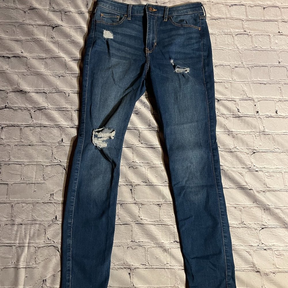 Distressed Blue, Hollister, Skinny Jeans, Size 3S